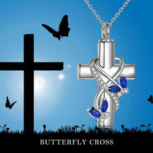 Cross Butterfly Urn Necklace
